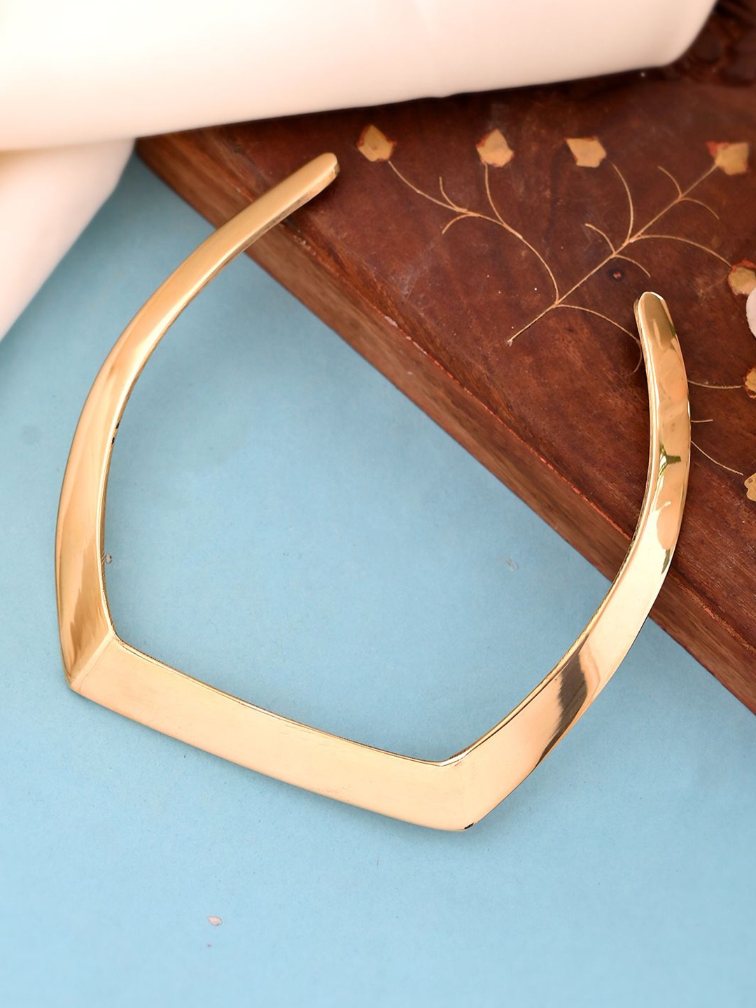 

Silvermerc Designs Brass Elegant Gold-Plated Geometric Choker Necklace