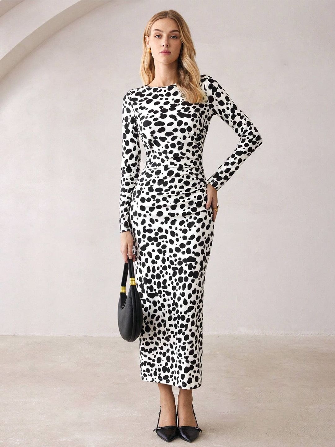 

BAESD Animal Print Maxi Dress, White