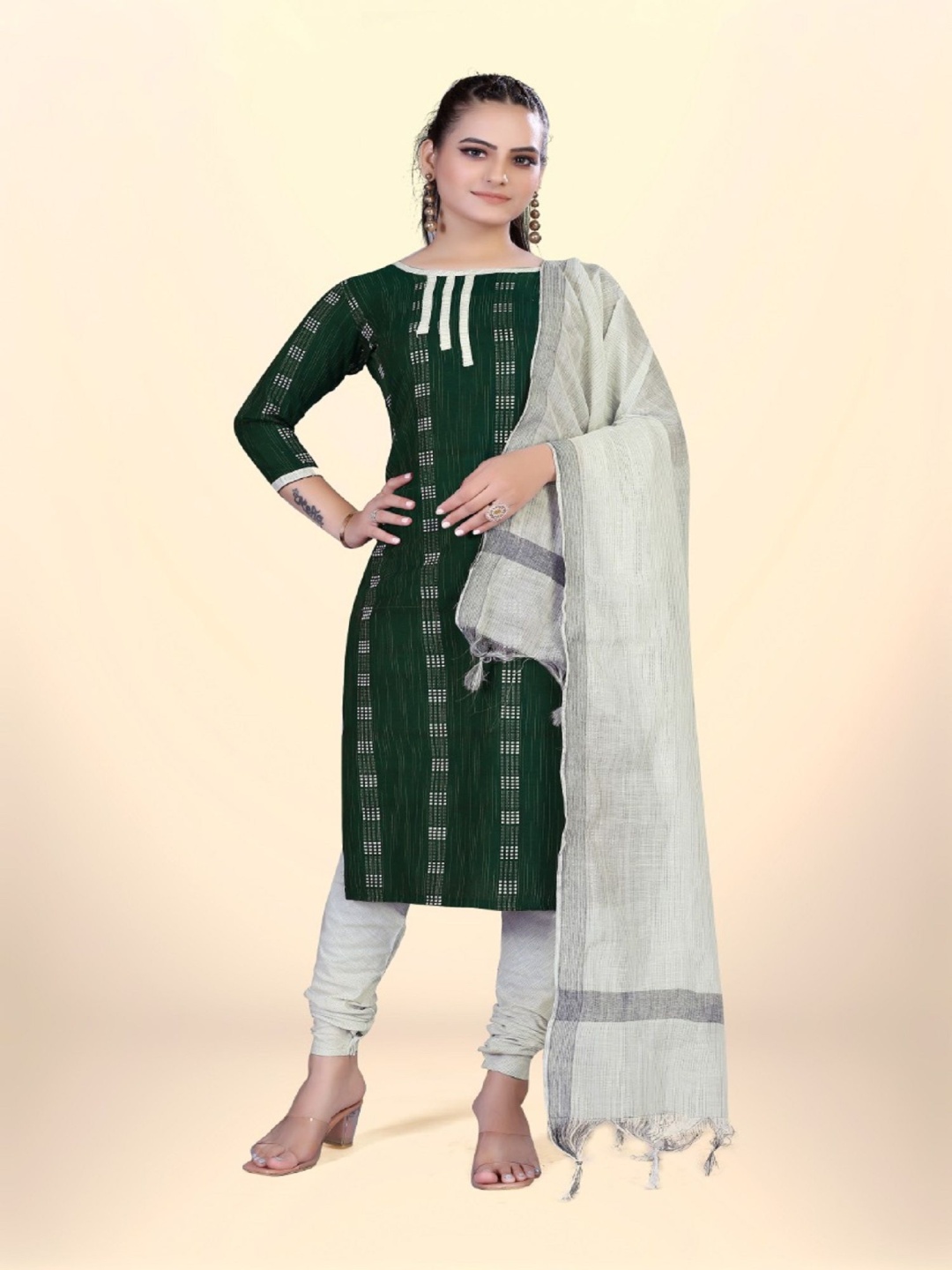 

A TO Z CART Printed Unstitched Dress Material, Green