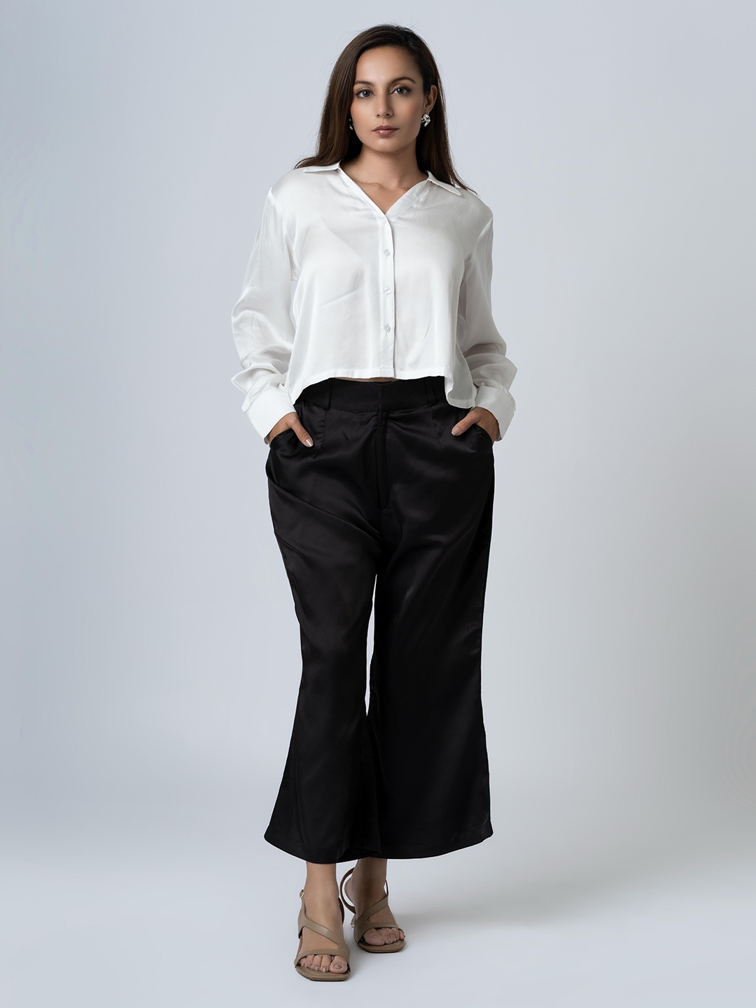 

BOONS n PERKKS Women Regular Fit High-Low Crop Shirt, White