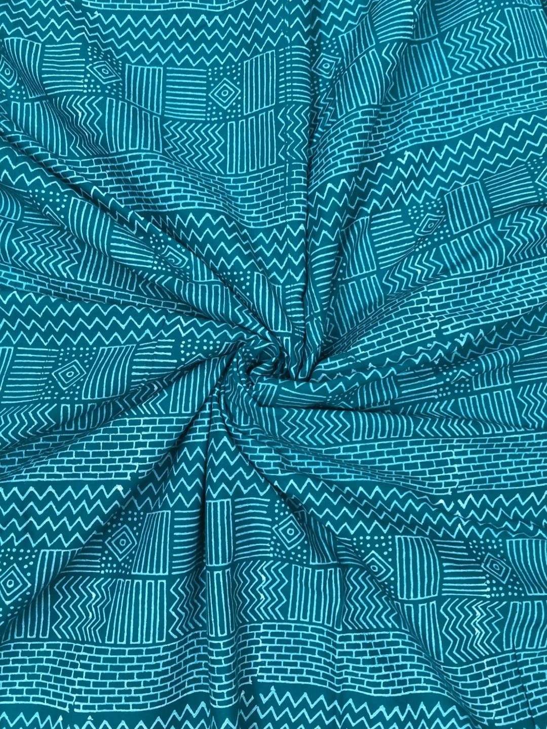 

PALASH Geometric Printed Block Technique Pure Cotton Unstitched Dress Material, Turquoise blue