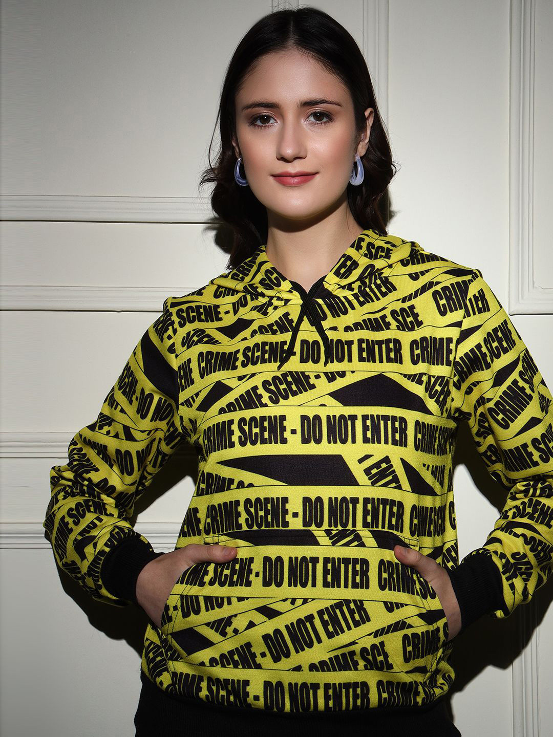 

BAESD Women Printed Hooded Sweatshirt, Yellow