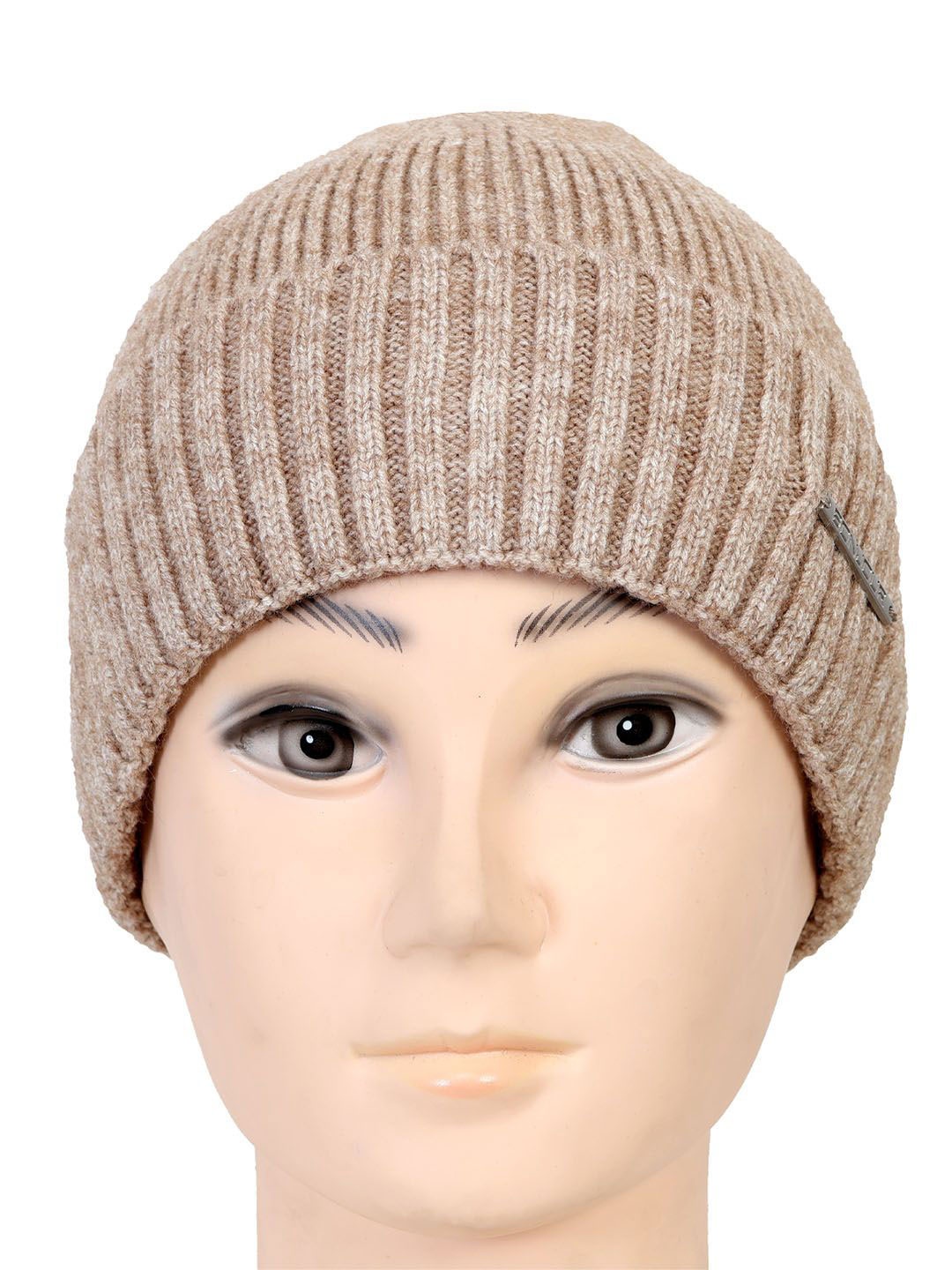 

Bonjour Men Solid Woollen Beanie, Khaki