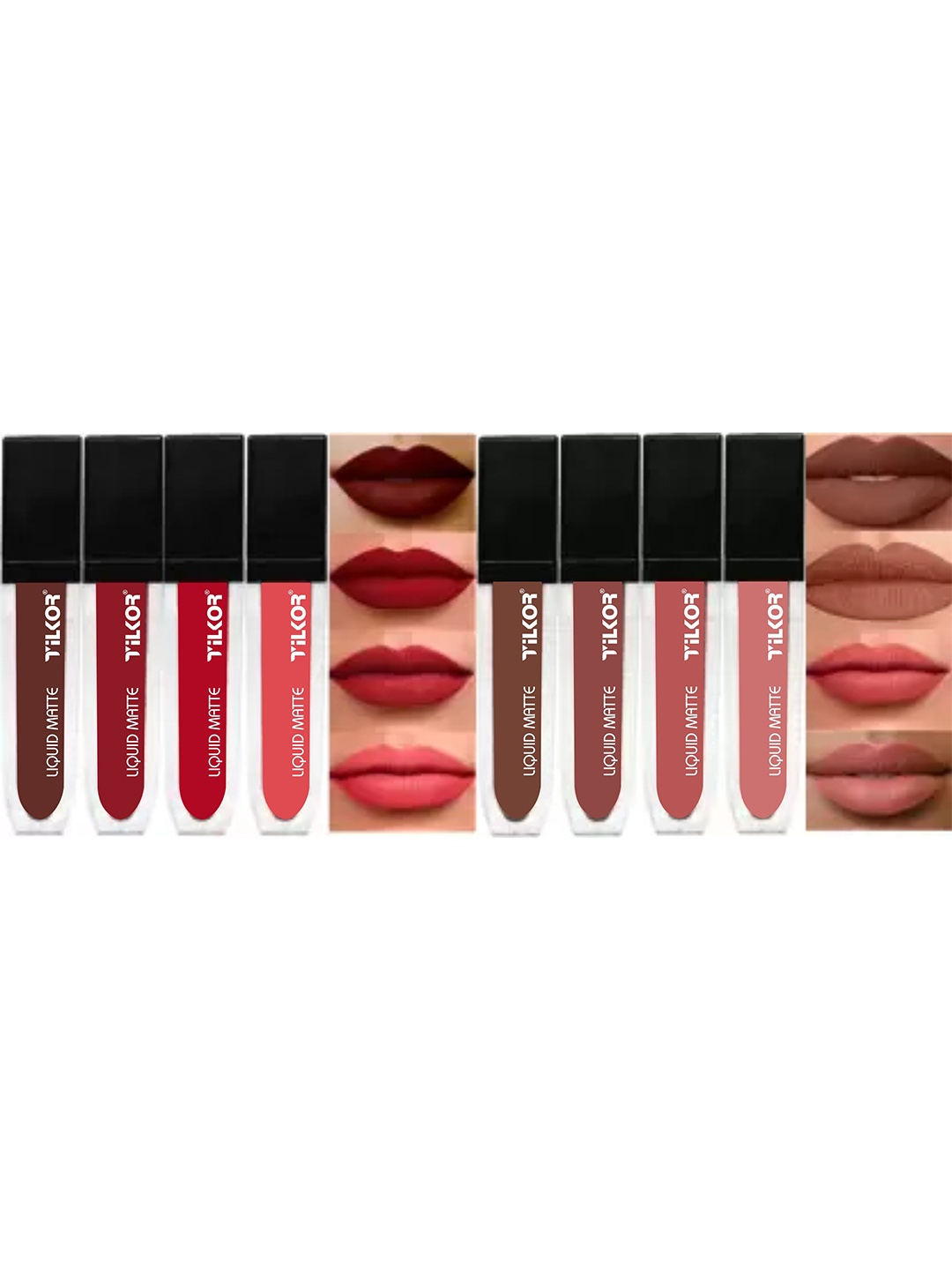 

TILKOR Set Of 8 Mini Transfer Proof Matte Liquid Lipsticks - 6 ml Each, Red