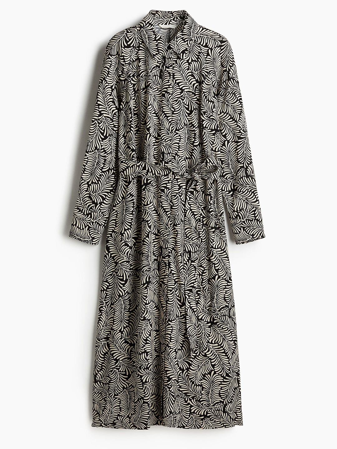 

H&M Tie-Belt Viscose Shirt Dress, Black