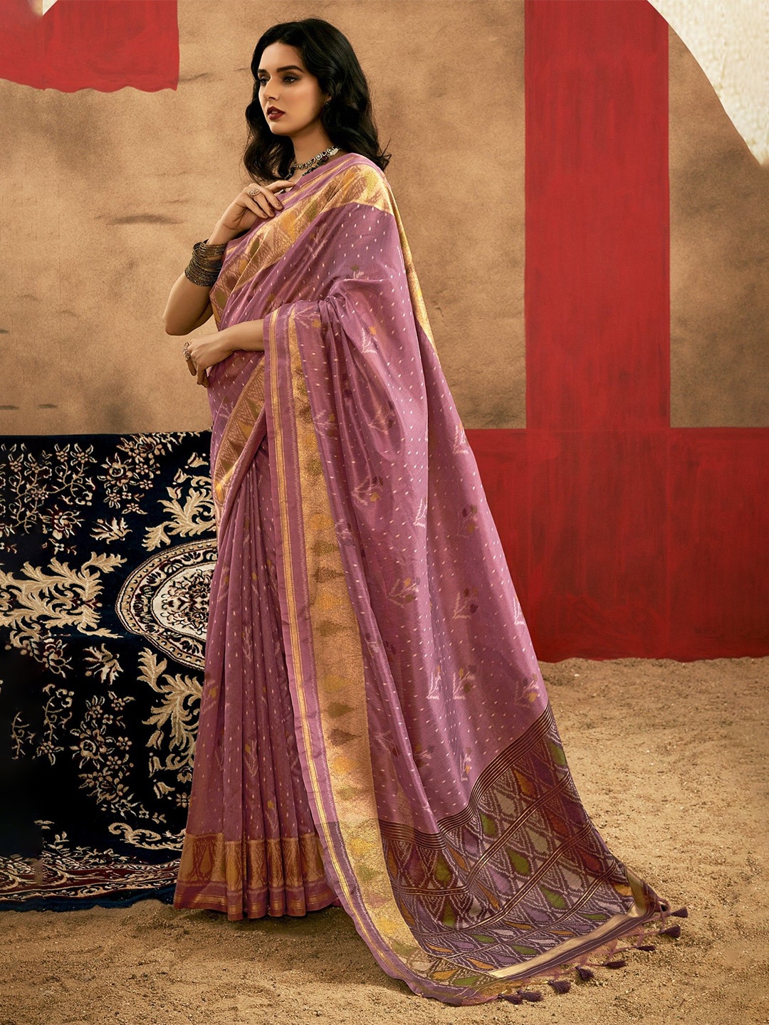 

MySilkLove Woven Design Zari Patola Saree, Purple