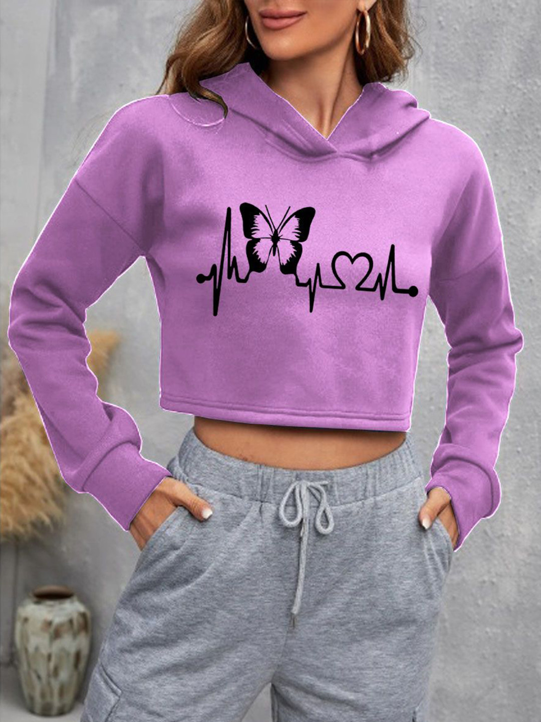 

Kushi Flyer Women Printed Hooded Sweatshirt, Lavender