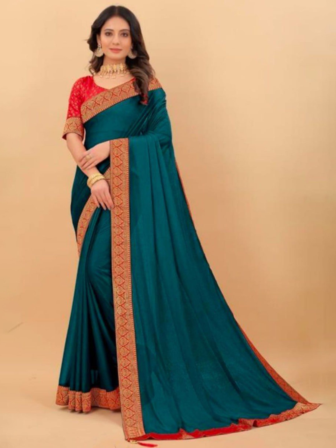 

BAESD Solid Pure Georgette Banarasi Saree, Blue