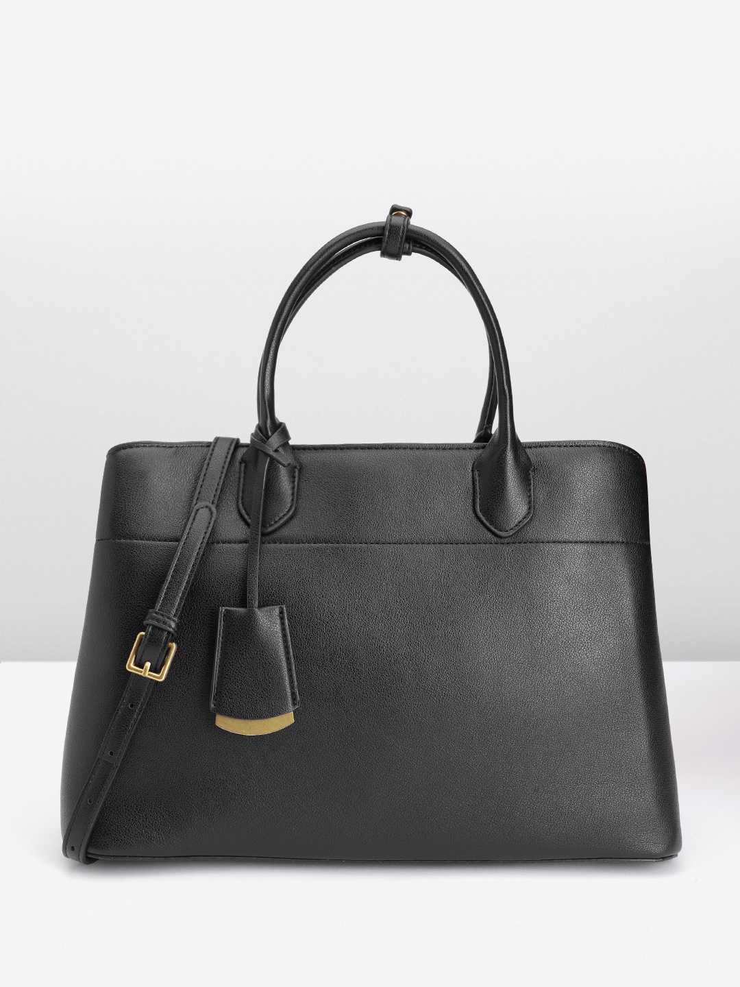 

MANGO PU Structured Handheld Bag, Black