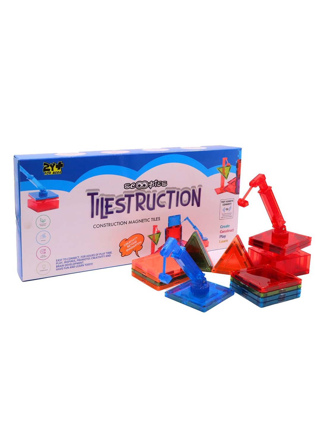 

SCOOBIES Tilestruction Set with 2 Extendable Cranes Activity Toys and Games, Blue