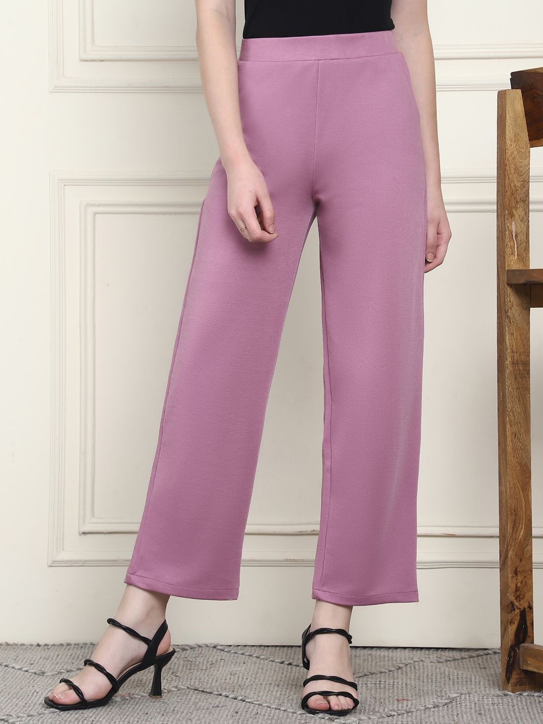 

Frempy Women Relaxed Straight Leg High-Rise Wide Leg Trouser, Magenta