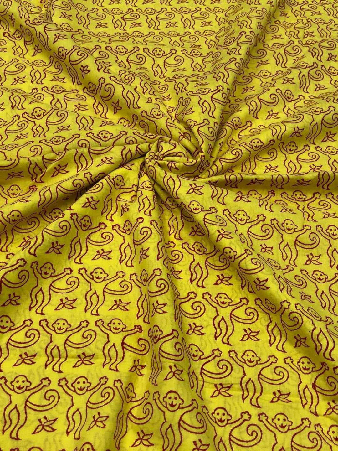 

PALASH Conversational Printed Block Technique Pure Cotton Unstitched Dress Material, Yellow