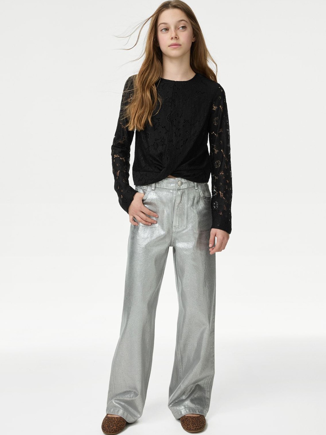 

Marks & Spencer Girls Round Neck Top, Black