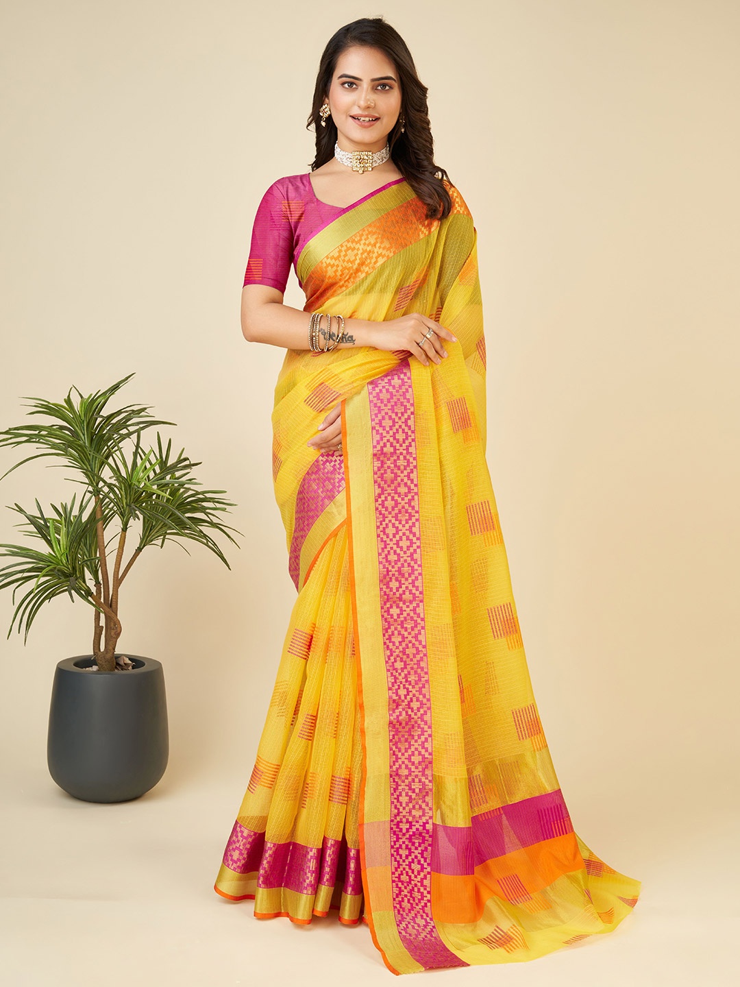 

Upalksh Woven Design Zari Banarasi Saree, Yellow