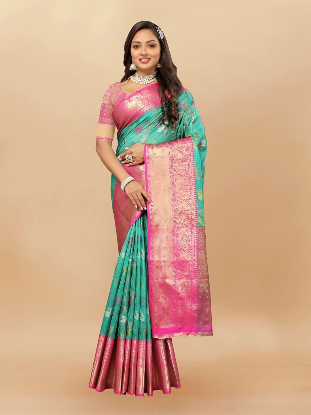 

Upalksh Pure Cotton Paithani Saree, Green