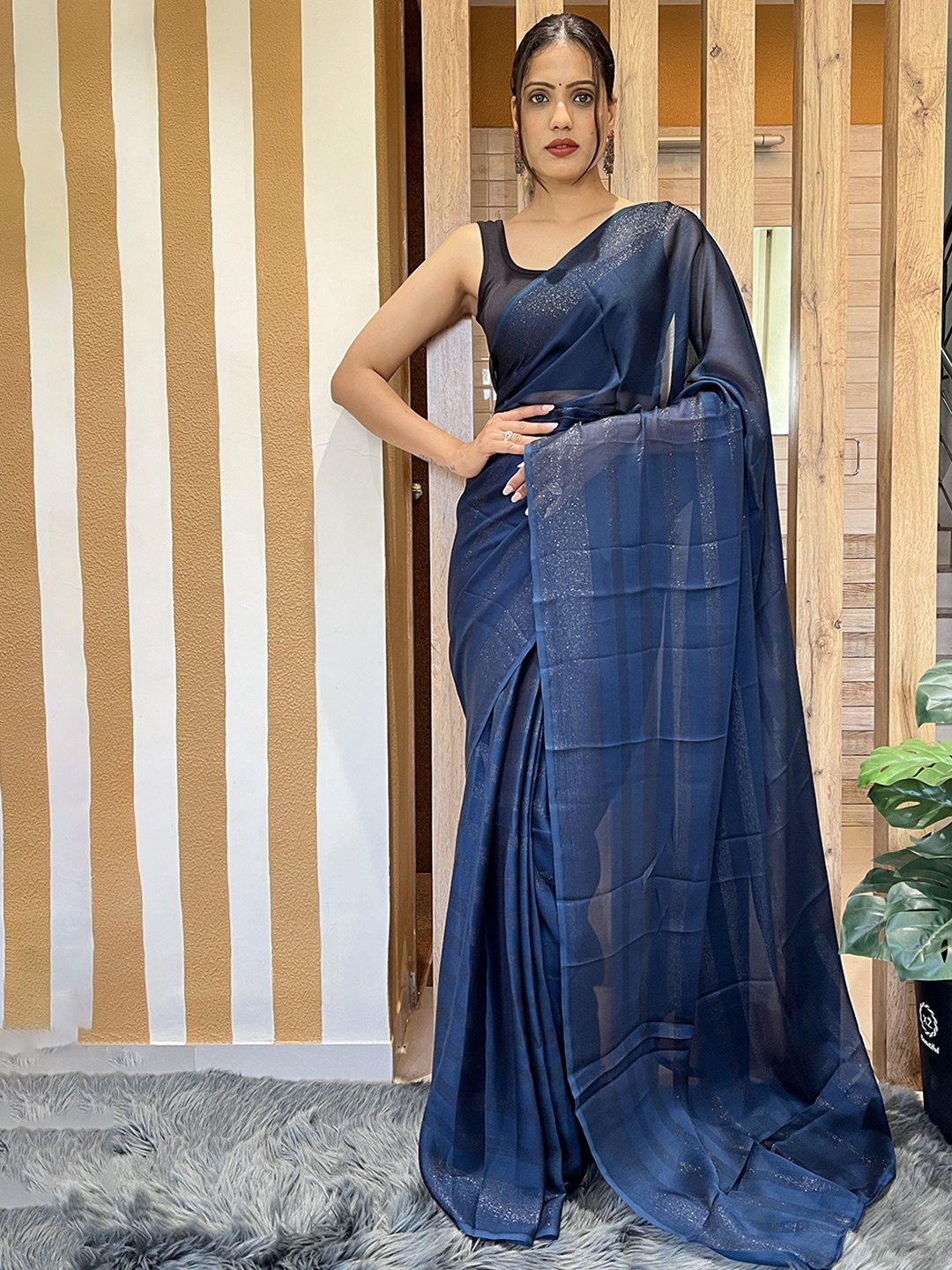 

Upalksh Striped Kota Saree, Blue