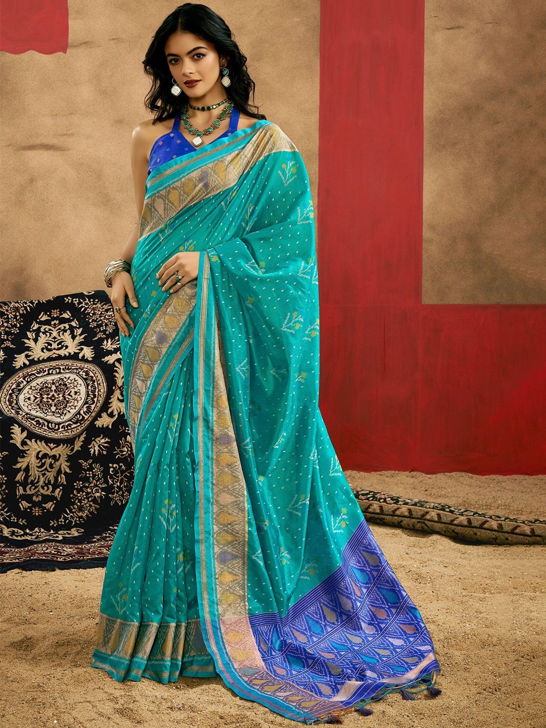 

MySilkLove Woven Design Zari Patola Saree, Blue