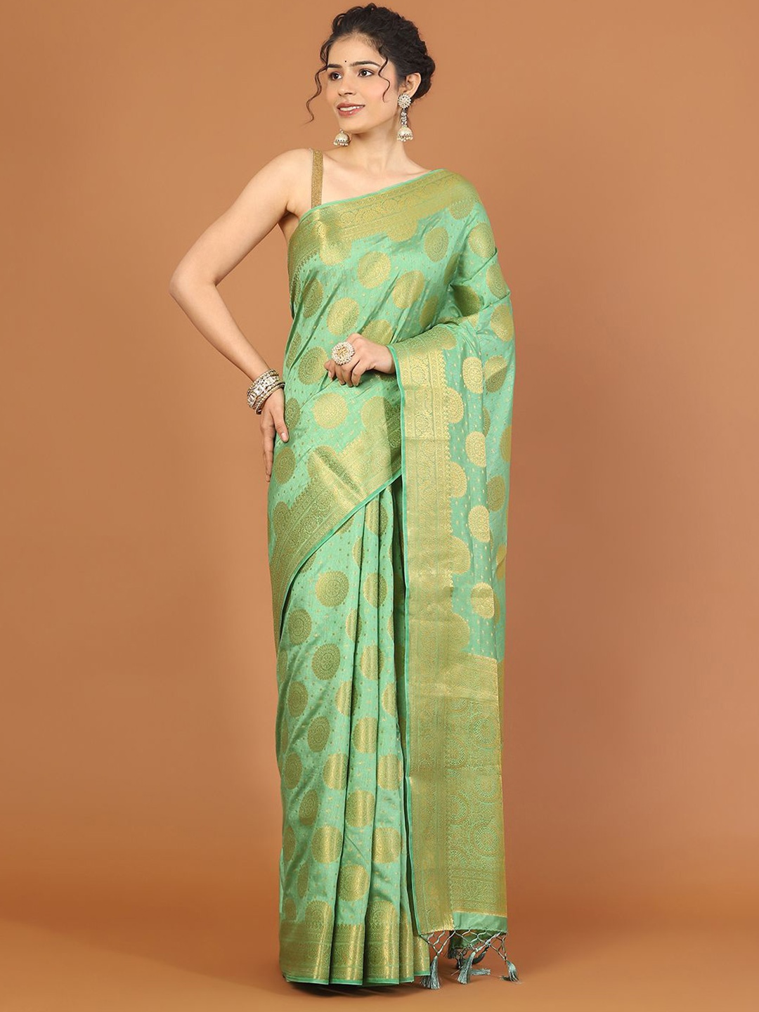 

Meena Bazaar Woven Design Zari Art Silk Saree, Green