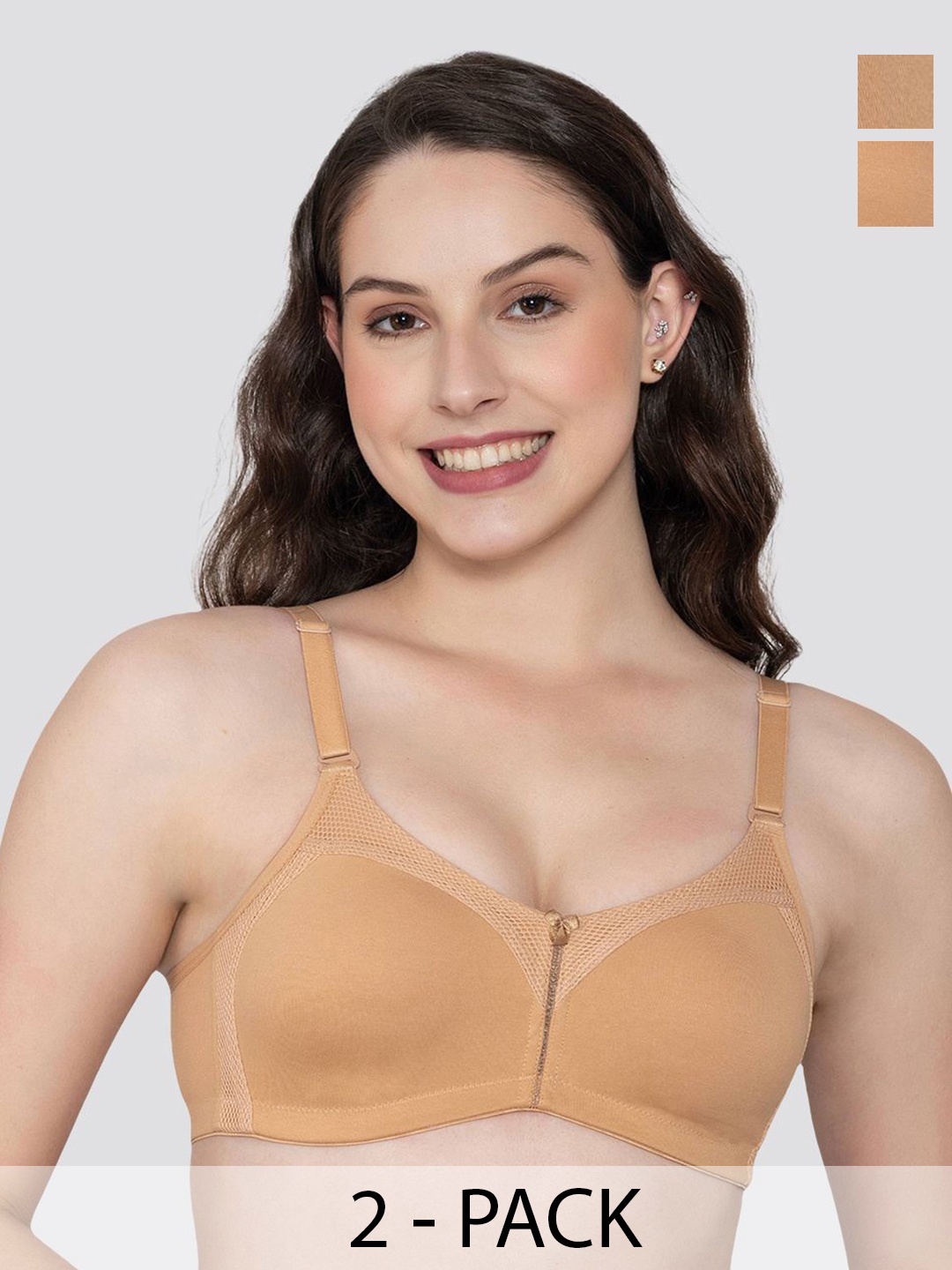 

K LINGERIE Pack of 2 Moody Non Padded Everyday Bra, Nude