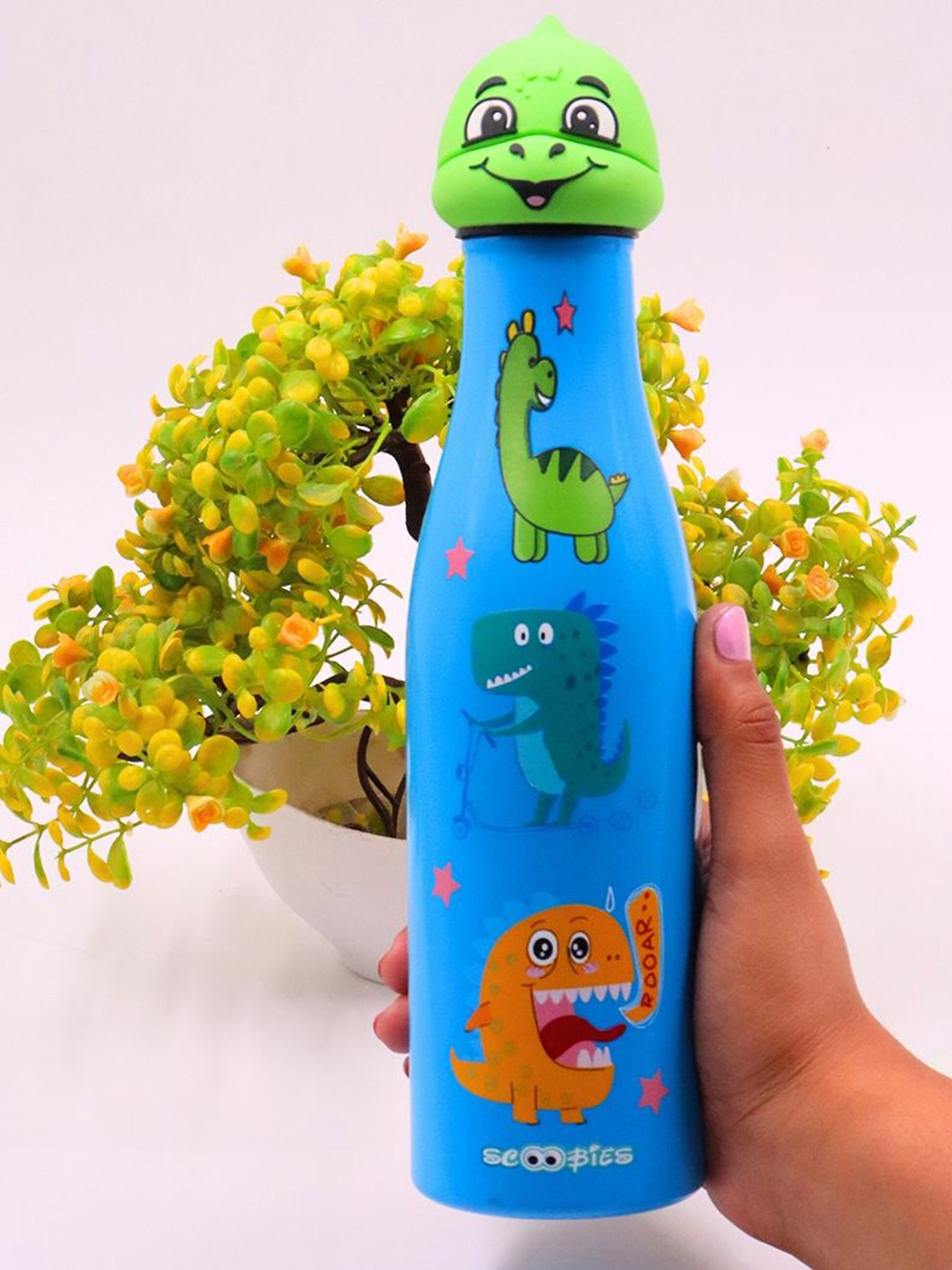 

SCOOBIES Printed Dino Head Stainless Steel Bottle, Blue