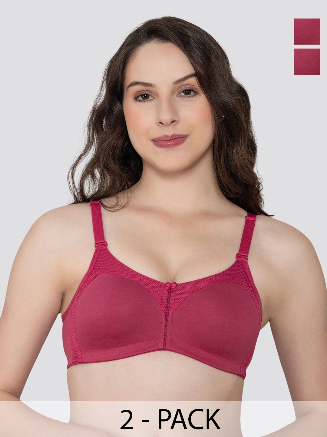 

K LINGERIE Pack of 2 Moody Non Padded Everyday Bra, Red