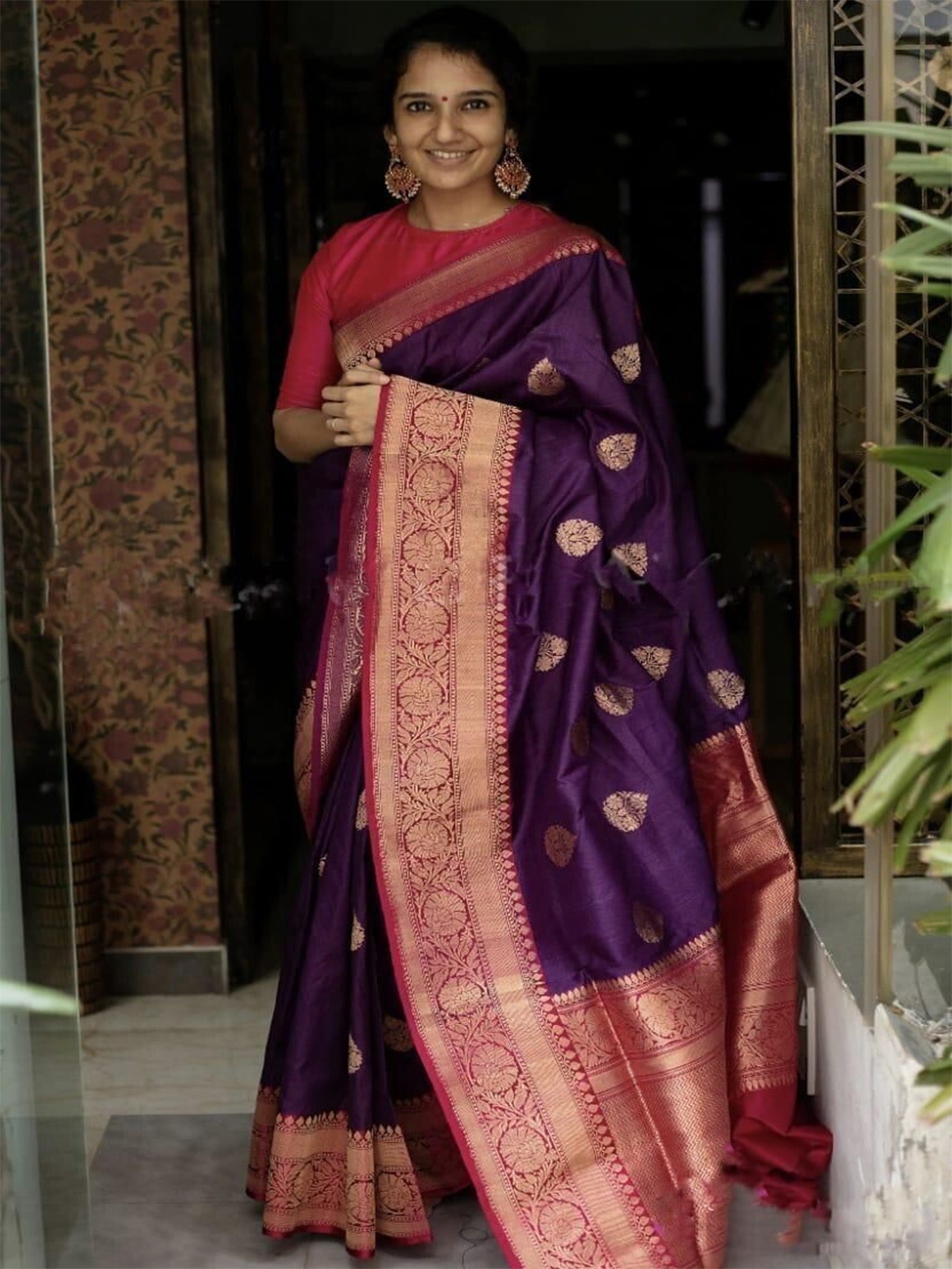 

Upalksh Pure Cotton Kanjeevaram Saree, Purple