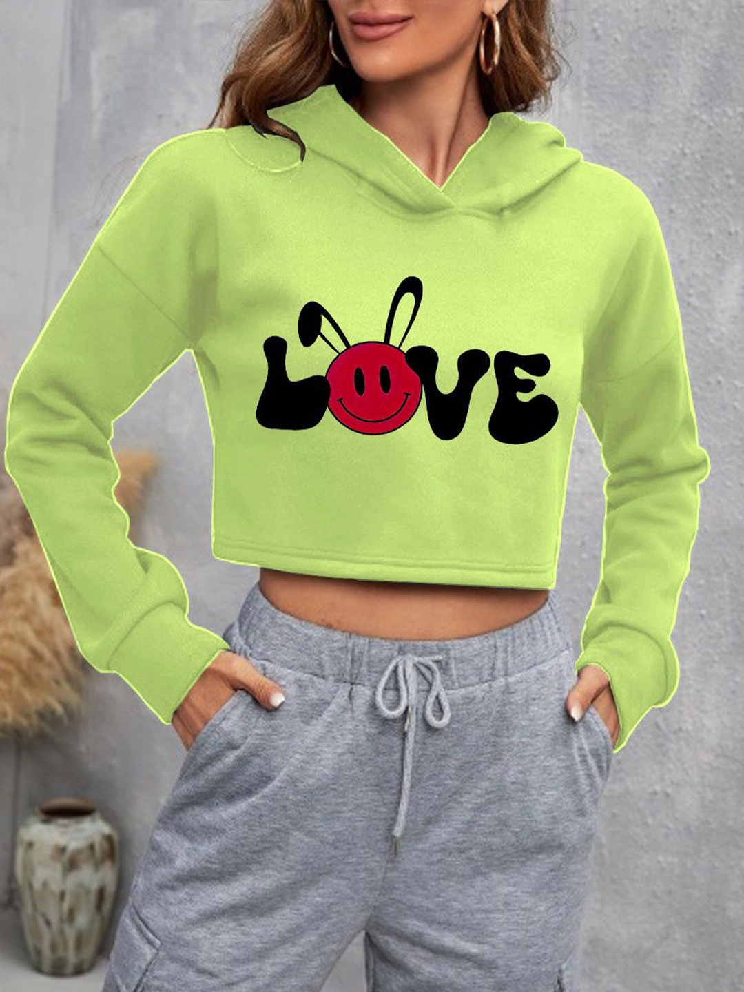 

Kushi Flyer Women Printed Hooded Sweatshirt, Green