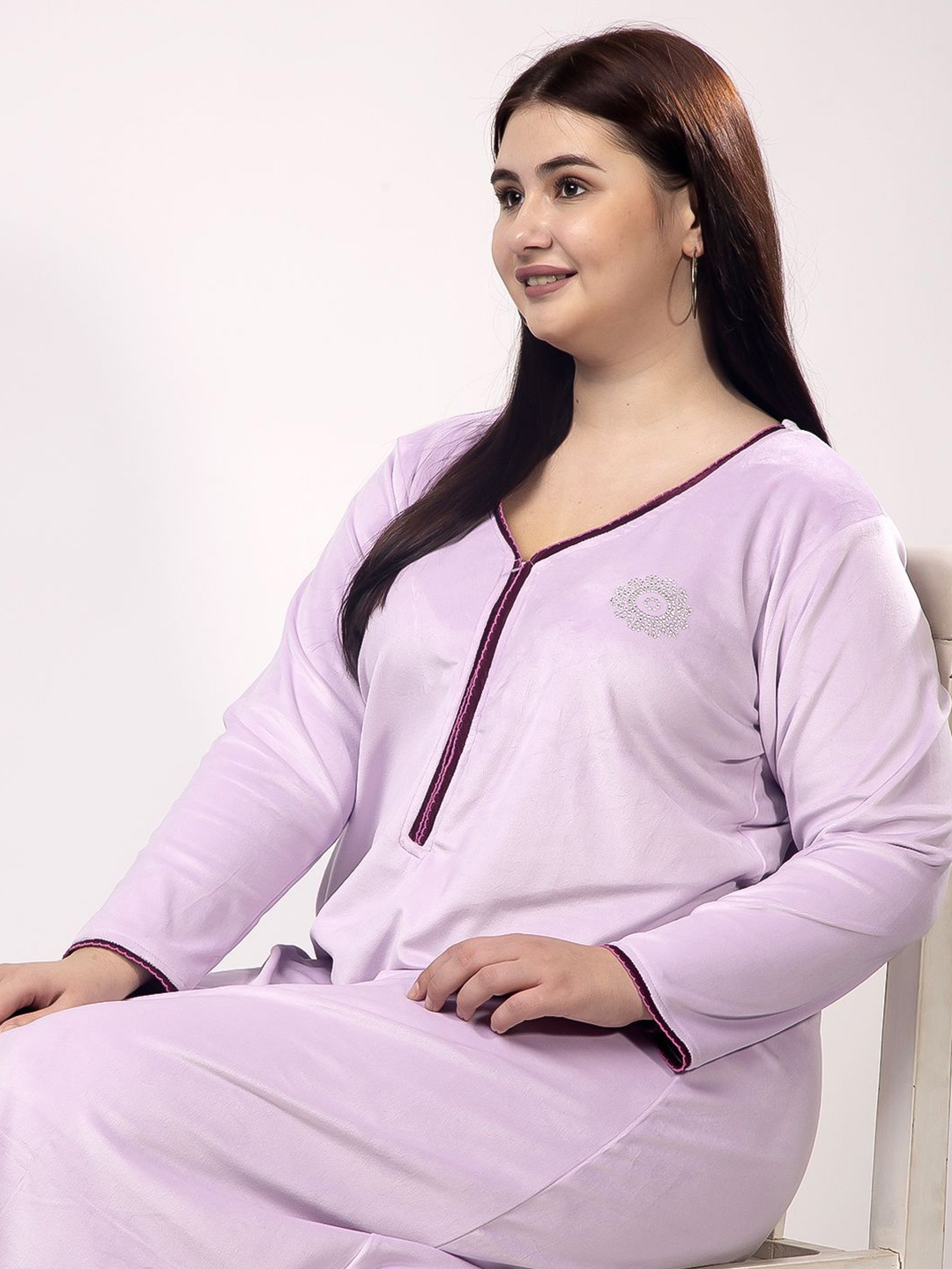 

CHUI MUI Women Plus Size Maxi Nightdress, Lavender