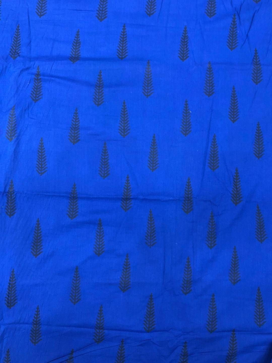 

PALASH Floral Printed Block Technique Pure Cotton Unstitched Dress Material, Blue