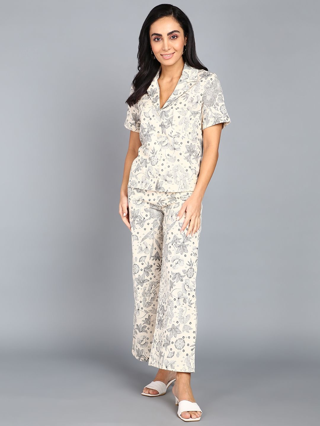 

SAFFE Women Floral Printed Co-Ords, White