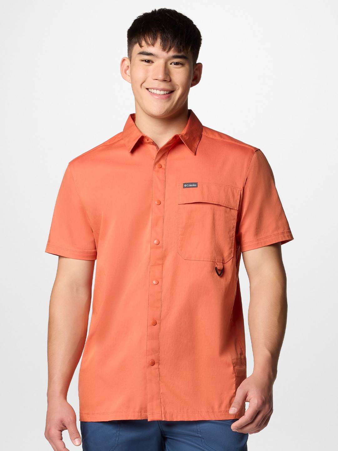 

Columbia Men Classic Spread Collar Solid Casual Shirt, Orange
