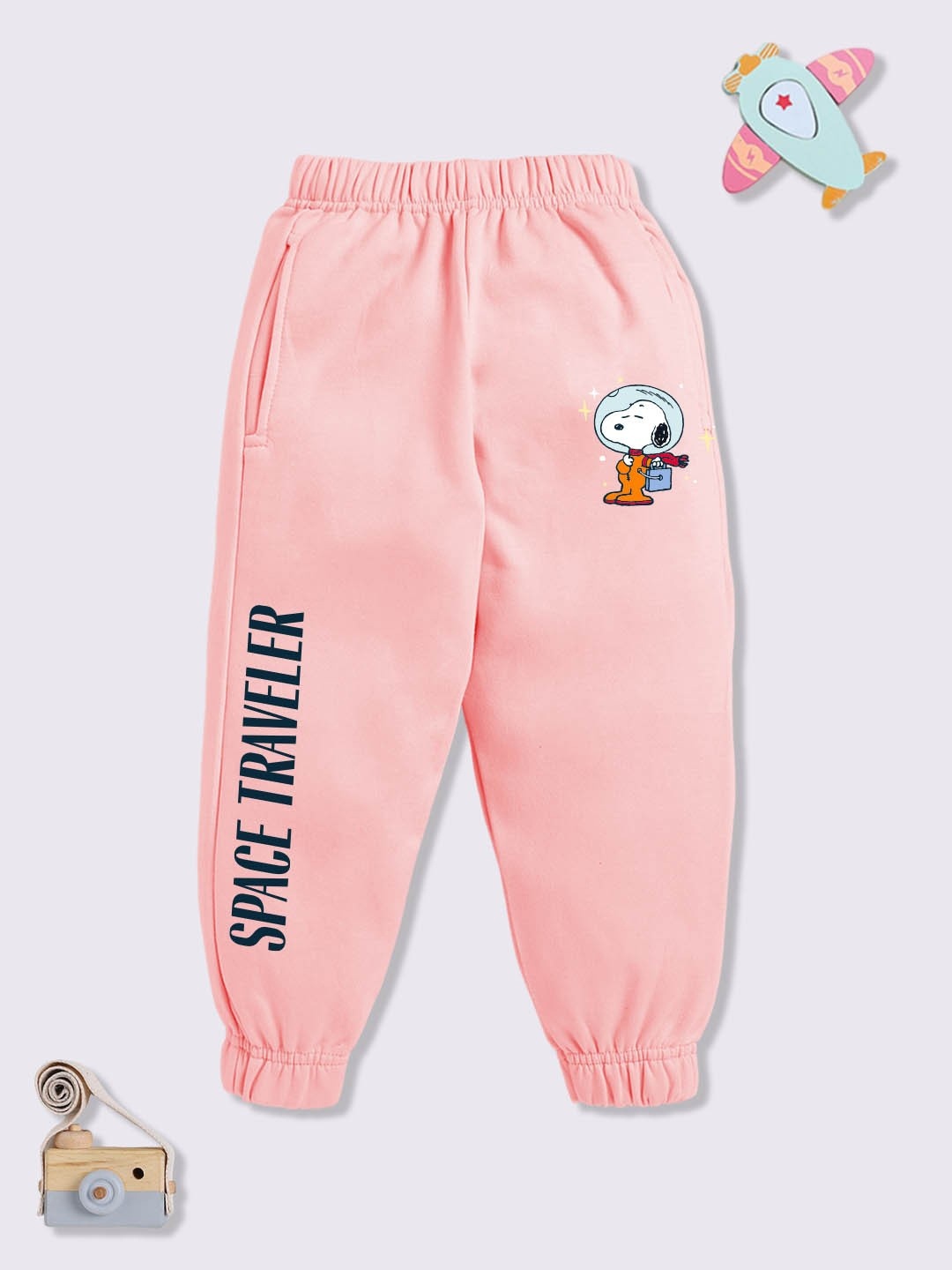

YK X Minute Mirth Boys Graphic Printed Joggers, Peach