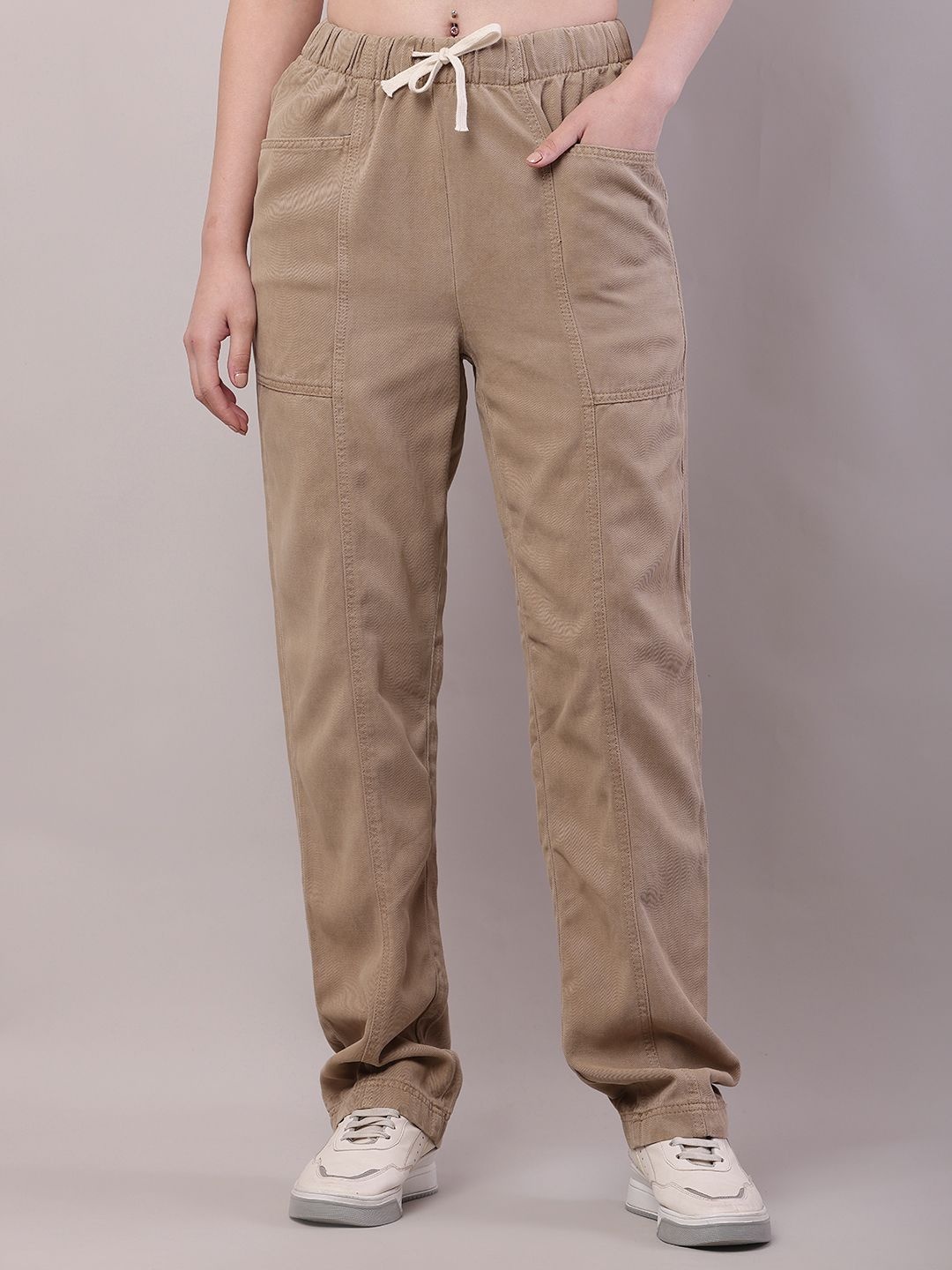 

NoBarr Women Regular Fit Cotton Trousers, Brown