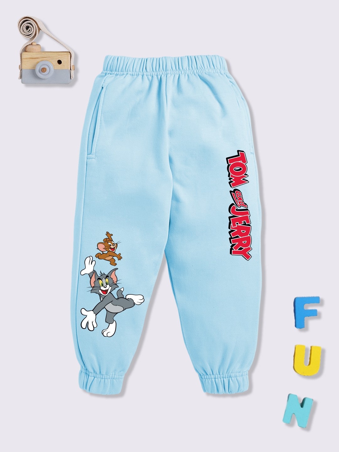 

YK X Minute Mirth Boys Graphic Printed Joggers, Blue