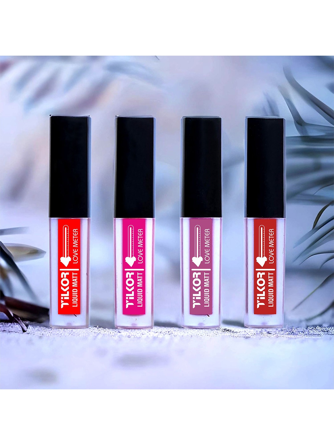 

TILKOR Love Meter Set Of 4 Smudge Proof Liquid Lipstick - 6 ml Each - Blush Red