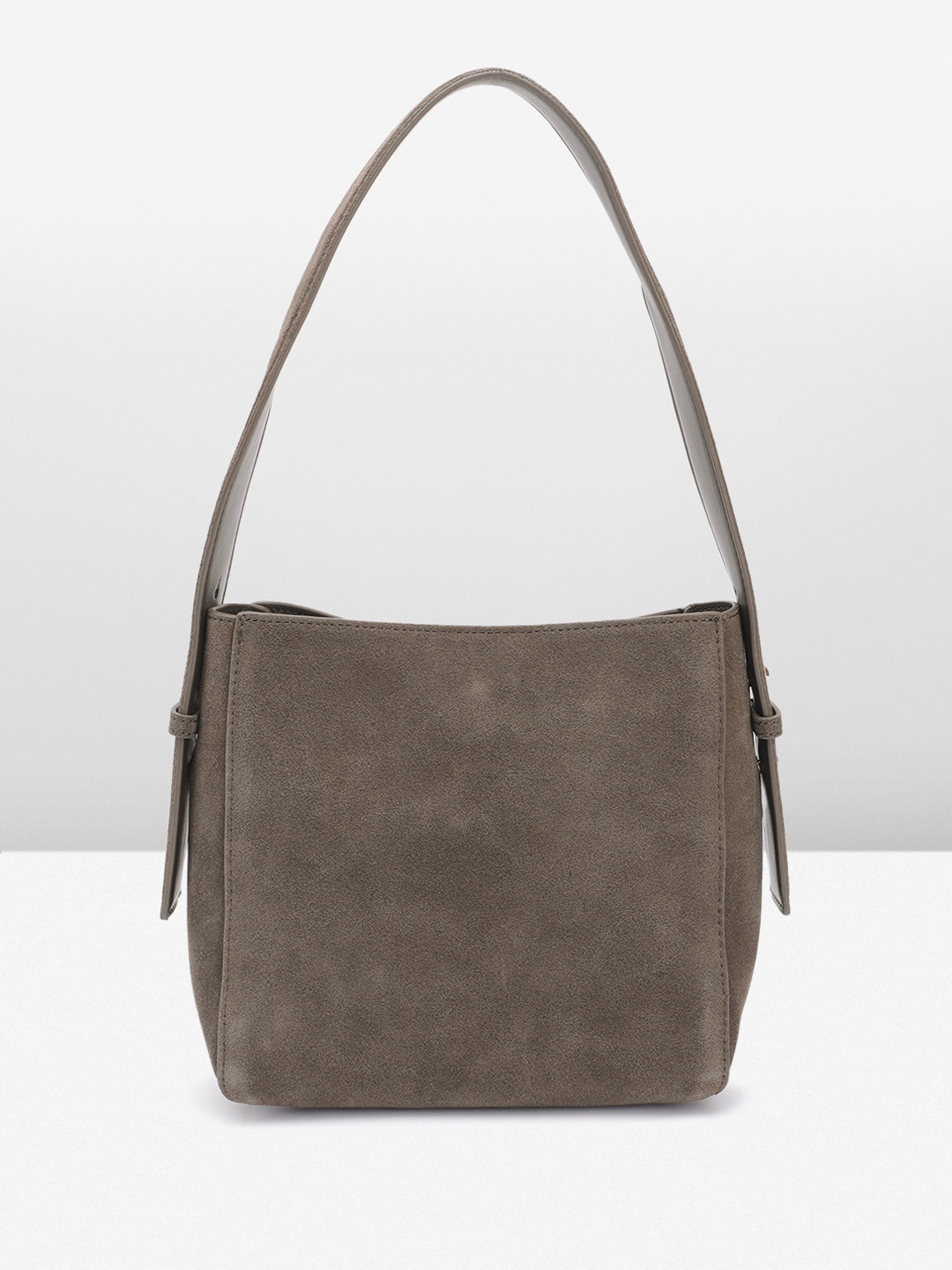 

MANGO Leather Structured Shoulder Bag With Suede Finish, Brown