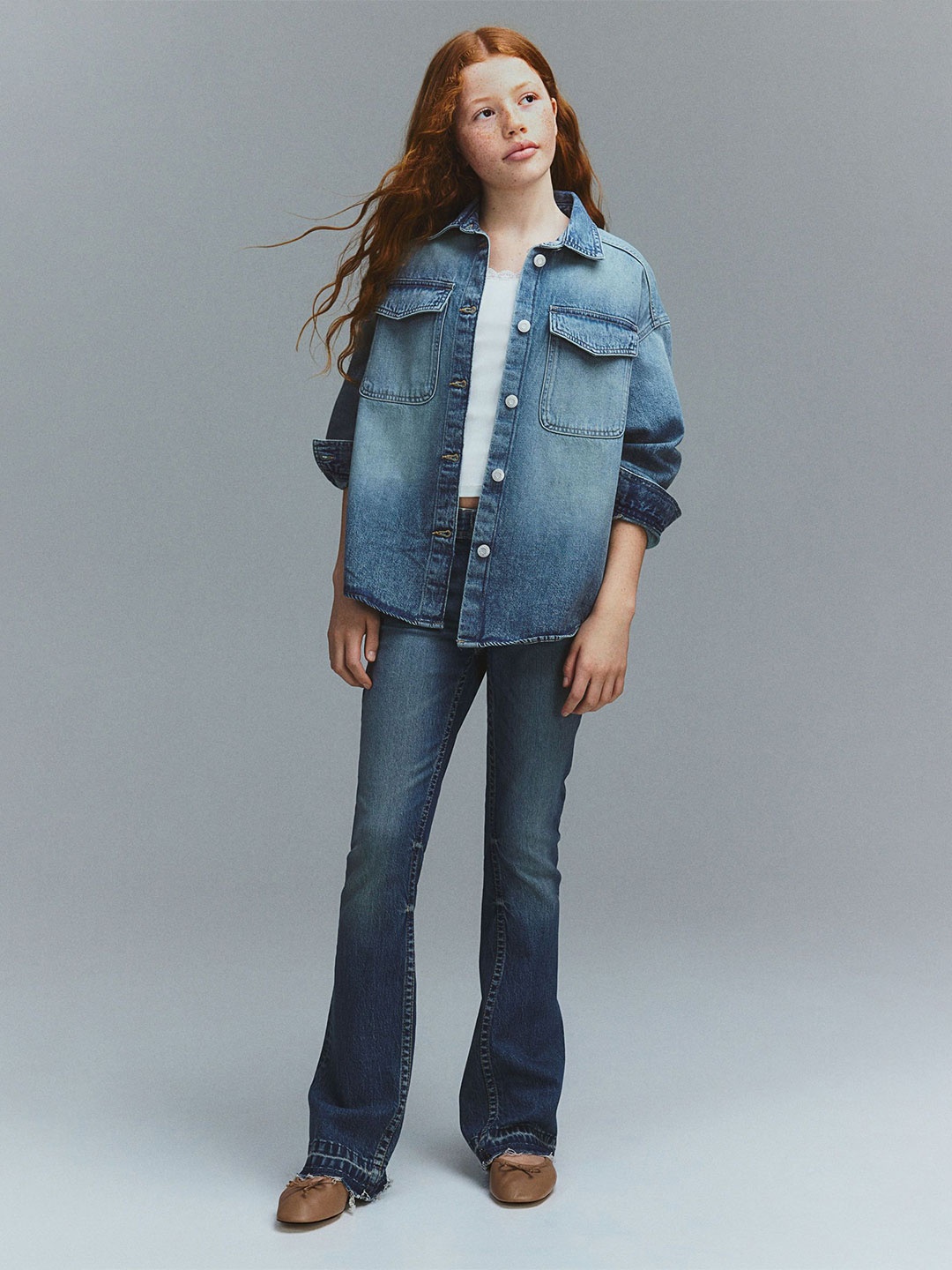 

H&M Cotton Denim Overshirt, Blue