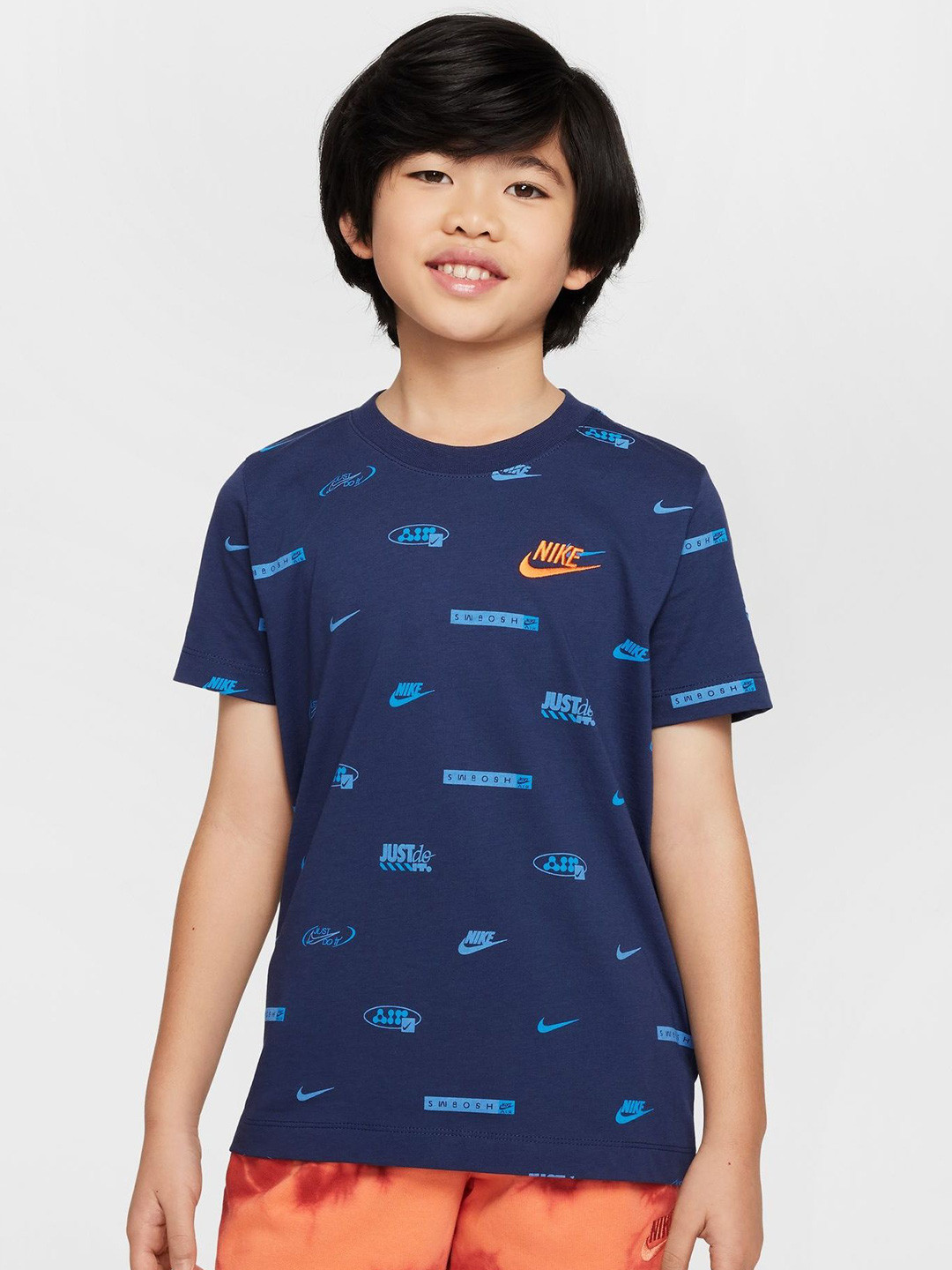 

Nike Unisex Printed Brand Logo Round Neck Casual T-shirt, Navy blue