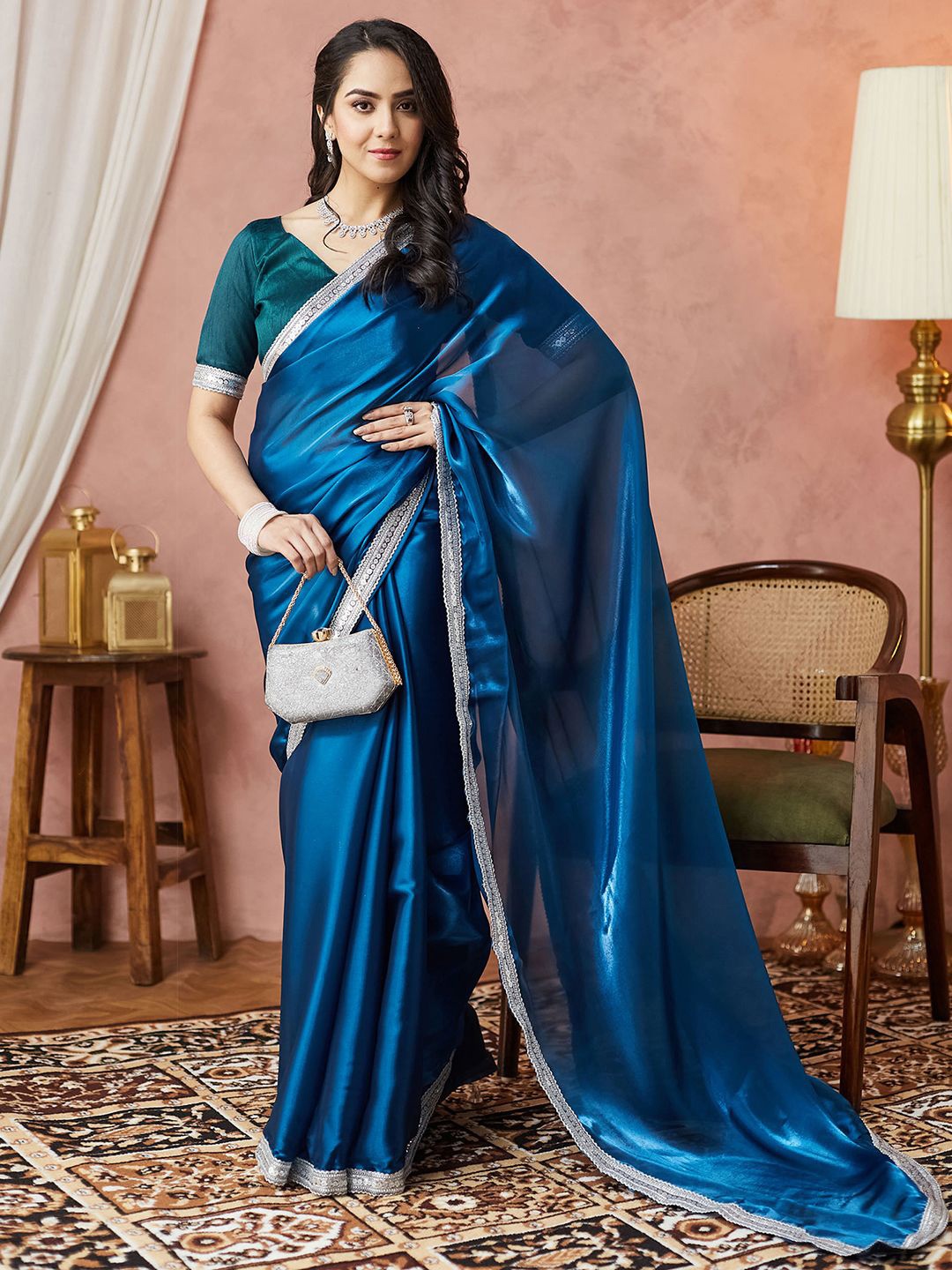 

Mitera Tissue Saree, Blue