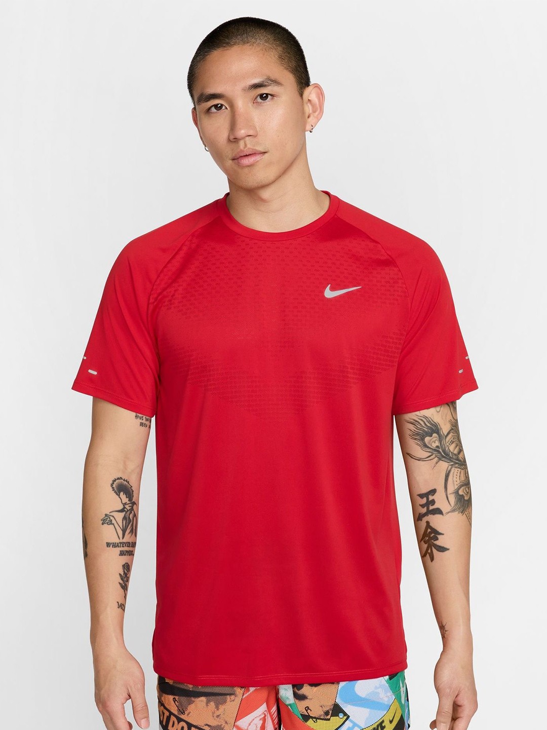 

Nike Men Dri-FIT Self Design Round Neck Sport T-shirt, Red