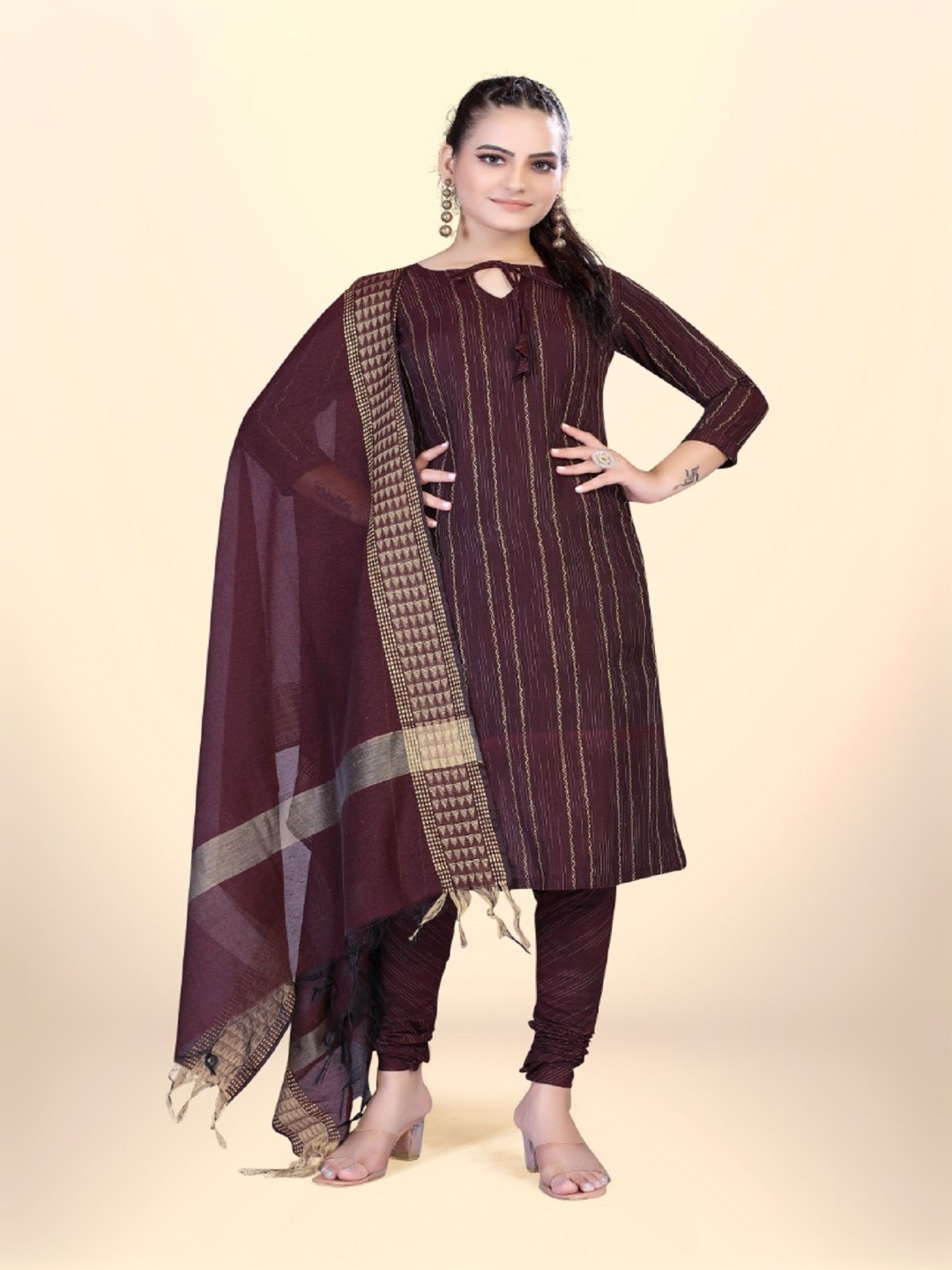 

A TO Z CART Printed Unstitched Dress Material, Maroon