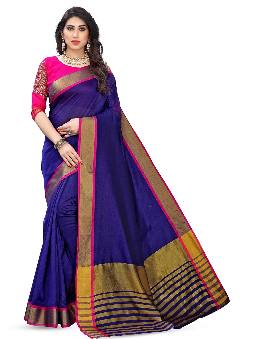 

Upalksh Woven Design Zari Pure Silk Tussar Saree, Blue