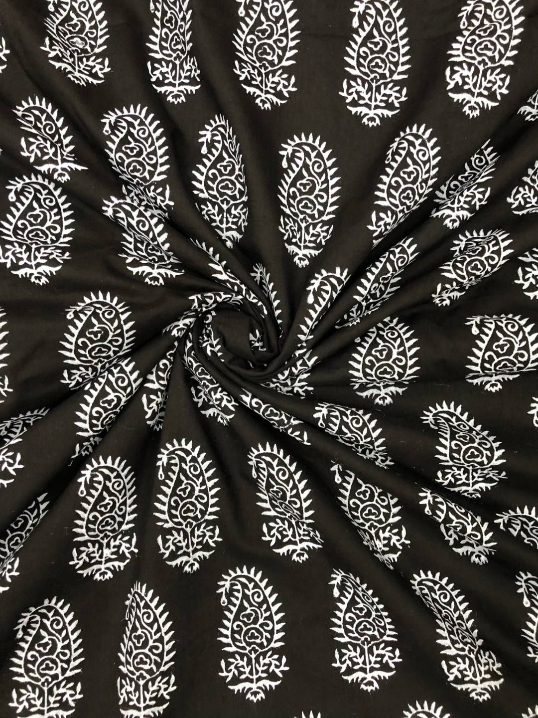 

PALASH Printed Pure Cotton Unstitched Dress Material, Black