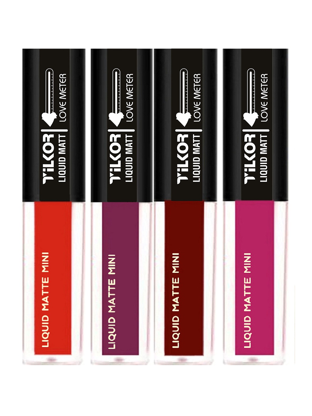 

TILKOR Set Of 4 Love Meter Radiant Smudge Proof Matte Liquid Lipstick - 6 ml Each, Red