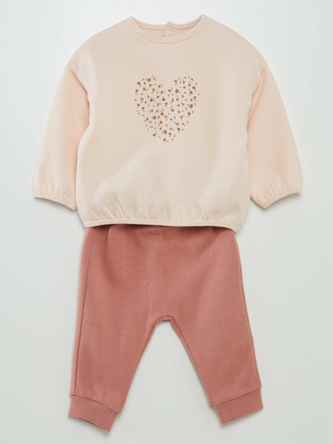 

KIABI Girls Printed Round Neck Sweatshirt With Jogger, Beige