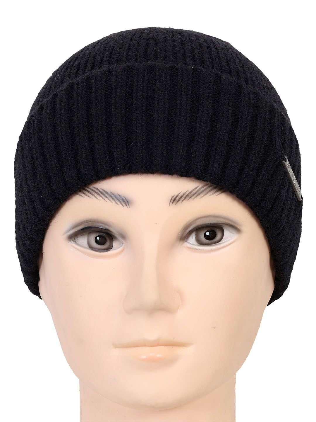 

Bonjour Men Solid Woollen Beanie, Black