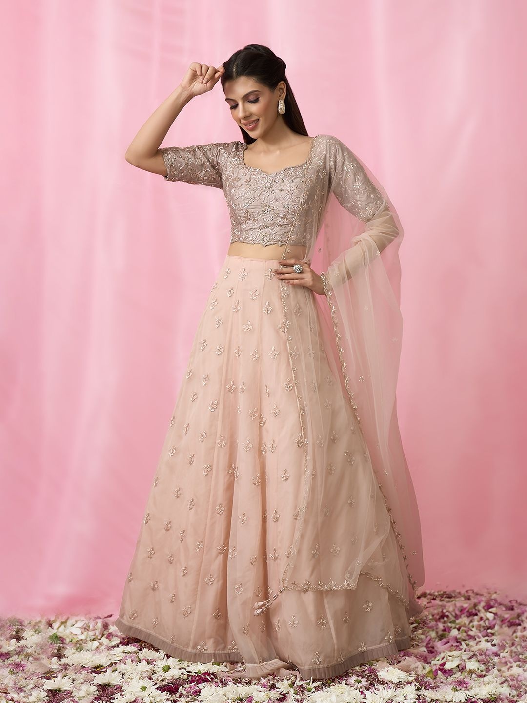 

Alaya Advani Embellished Zardozi Ready to Wear Lehenga & Blouse With Dupatta, Gold