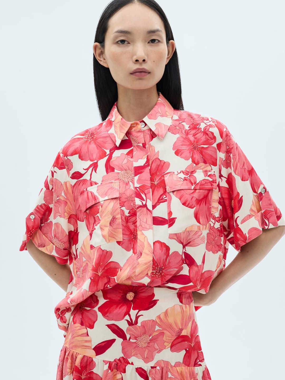 

MANGO Women Floral Opaque Printed Casual Shirt, White