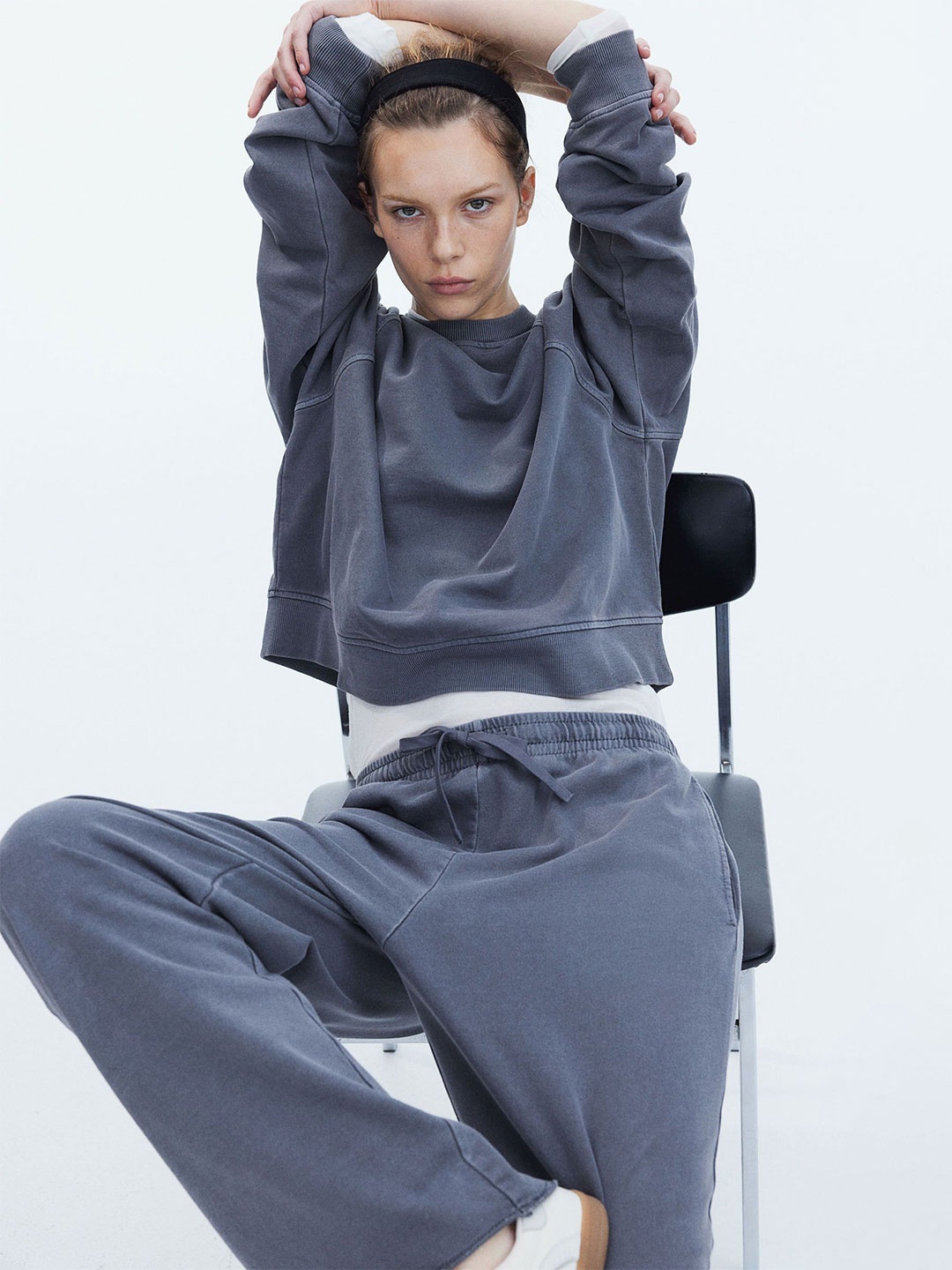 

H&M Washed Cotton Sweatshirt, Grey
