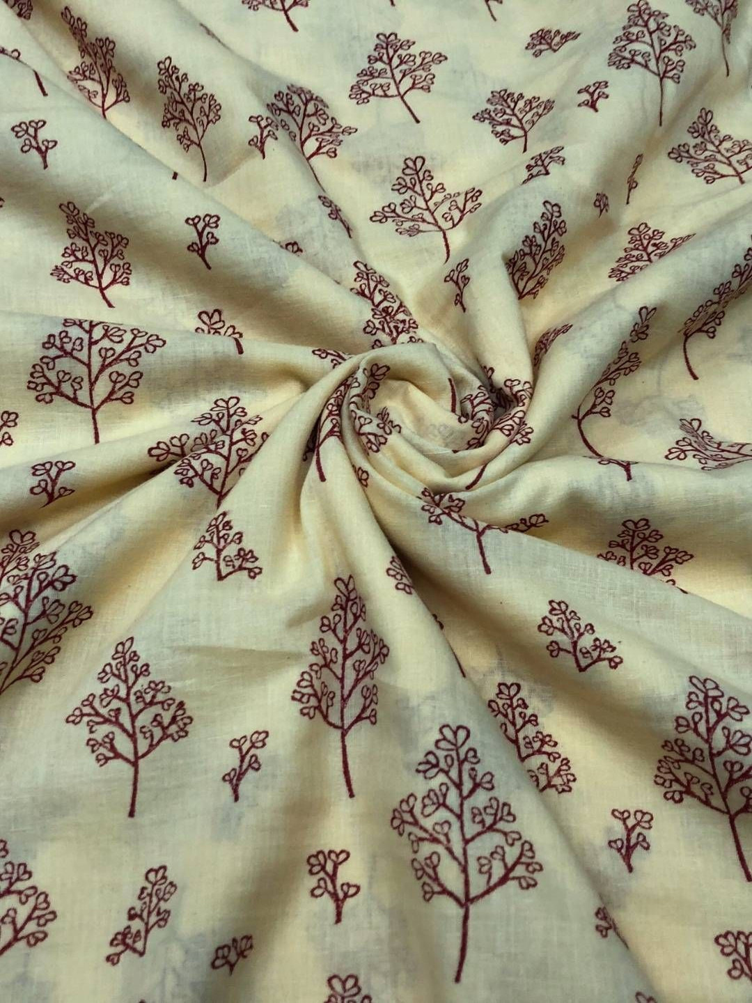 

PALASH Floral Printed Block Technique Pure Cotton Unstitched Dress Material, Beige